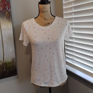 Lucky Brand White Star Print Short Sleeve Tee